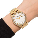 Marc Jacobs Henry Diamonds White Dial Gold Steel Strap Watch for Women - MBM3045