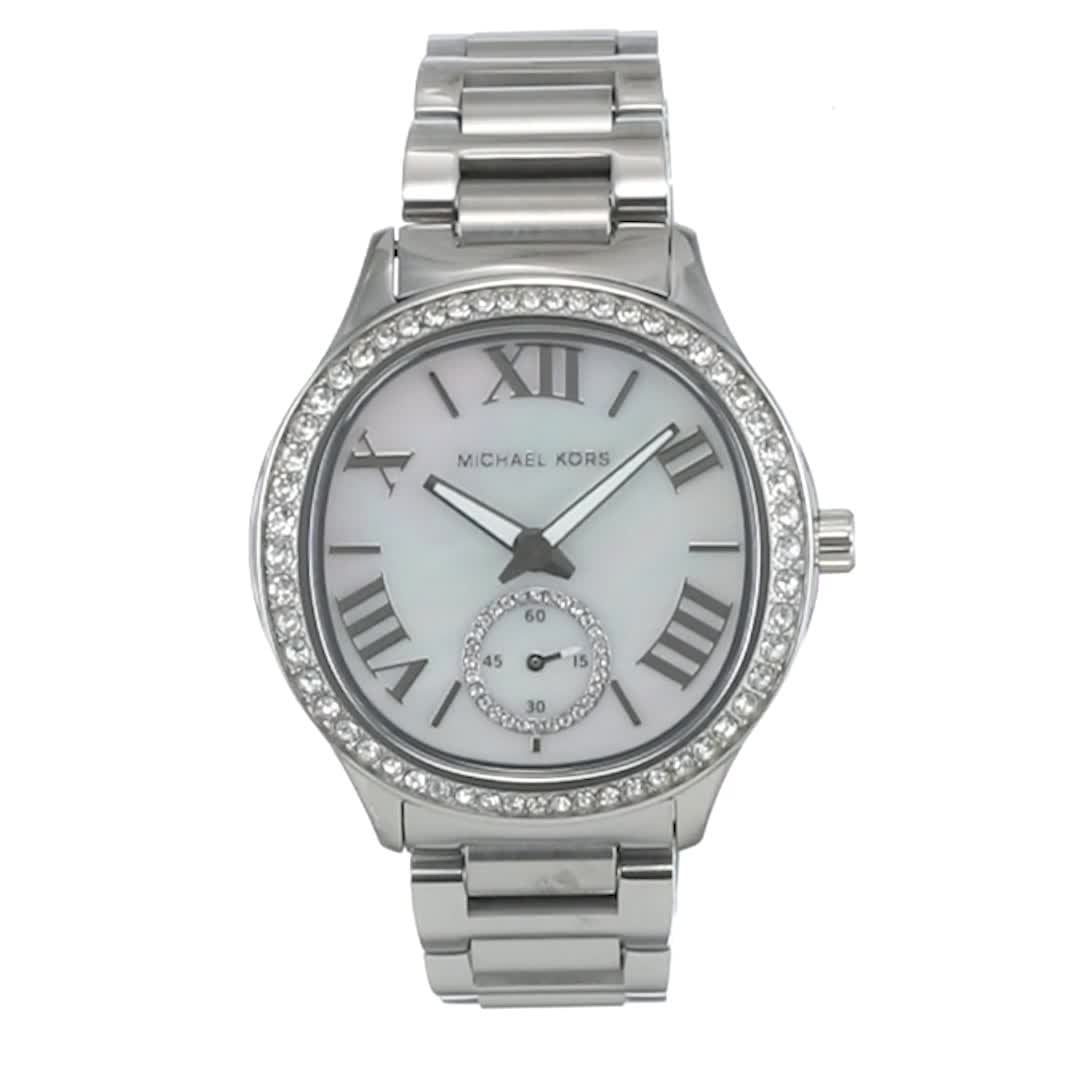 Michael Kors Sage Three-Hand White Dial Silver Steel Strap Watch for Women - MK4807