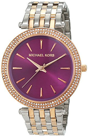 Michael Kors Darci Purple Dial Two Tone Steel Strap Watch for Women - MK3353
