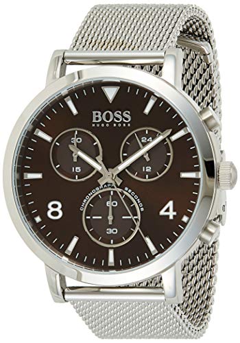 Hugo Boss Spirit Brown Dial Silver Mesh Bracelet Watch for Men - 1513694