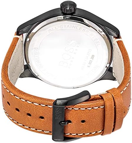 Hugo Boss Aeroliner Maxx Chronograph Black Dial Brown Leather Strap Watch For Men - 1513082