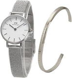 Daniel Wellington Classic Petite Sterling White Dial Silver Mesh Bracelet Watch for Women - DW00100442