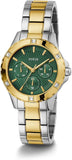 Guess Mist Analog Green Dial Two Tone Steel Strap Watch For Women - GW0723L1