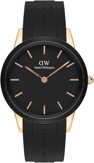 Daniel Wellington Iconic Motion Black Dial Rubber Strap Watch For Women - DW00100426