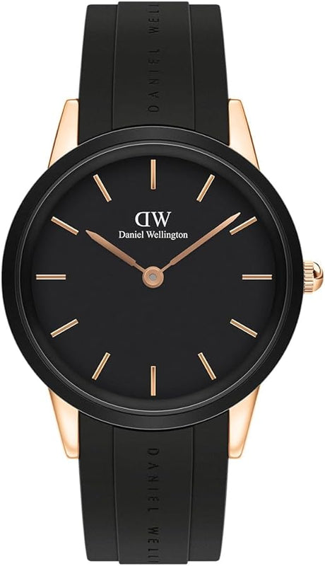 Daniel Wellington Iconic Motion Black Dial Rubber Strap Watch For Women - DW00100426