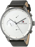 Tommy Hilfiger Lexor Silver Dial Black Leather Strap Watch For Men - 1791489