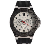 Guess Force Analog Quartz White Dial Black Rubber Strap Watch For Men - W0674G3