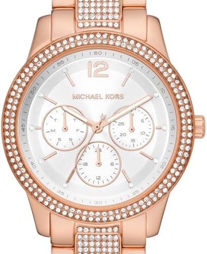 Michael Kors Tibby Chronograph White Dial Rose Gold Steel Strap Watch For Men - MK7293