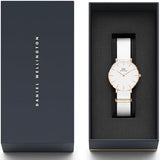 Daniel Wellington Classic Petite Dover White Dial White Nylon Strap Watch For Women - DW00100313