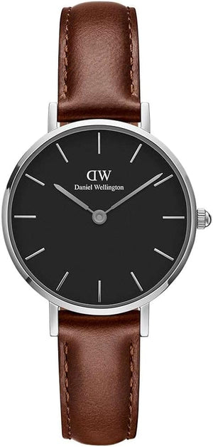 Daniel Wellington Classic Petite St Mawes Black Dial Brown Leather Strap Watch For Women - DW00100237