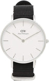 Daniel Wellington Classic Petite Cornwall White Dial Black NATO Strap Watch For Women - DW00100254