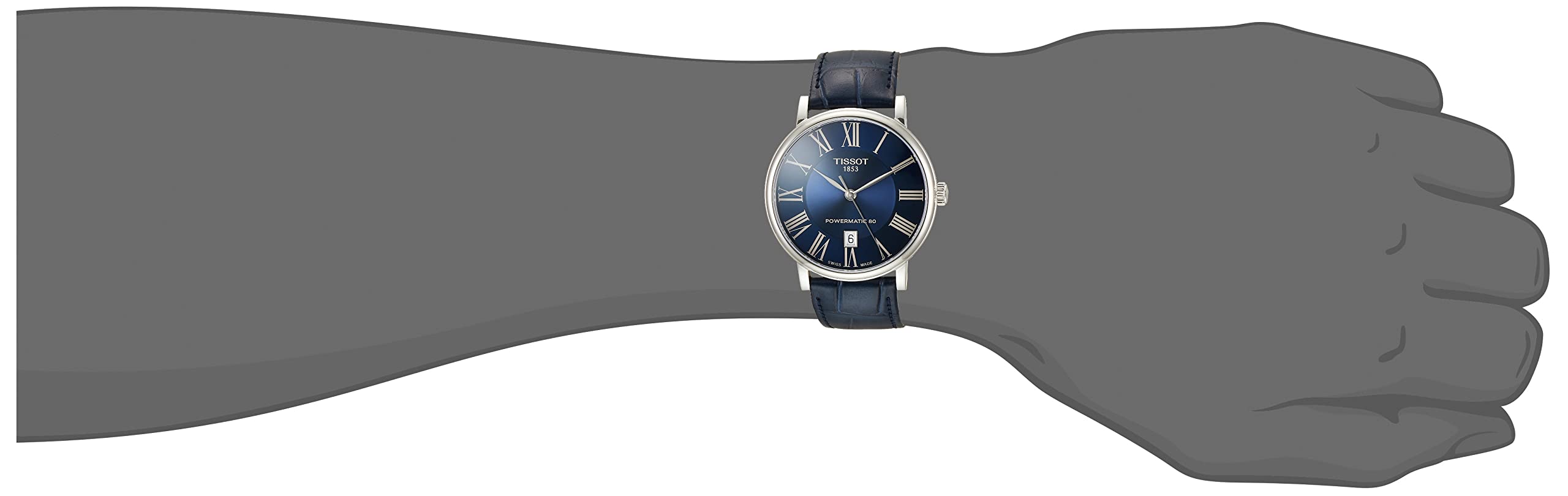 Tissot Carson Premium Powermatic 80 Blue Dial Blue Leather Strap Watch For Men - T122.407.16.043.00