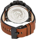 Diesel Mega Chief Quartz Black Dial Two Tone Leather Strap Watch For Men - DZ4305