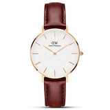 Daniel Wellington Petite St Mawes White Dial Brown Leather Strap Watch For Women - DW00100175