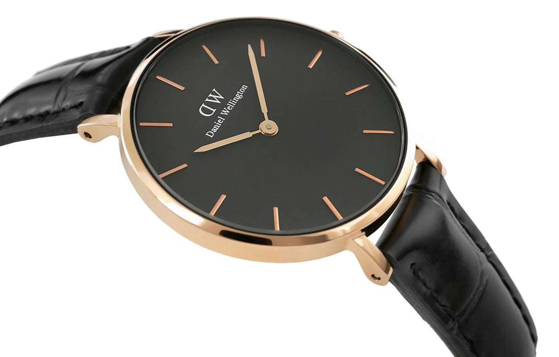 Daniel Wellington Classic Petite Reading Black Dial Black Leather Strap Watch For Women - DW00100167
