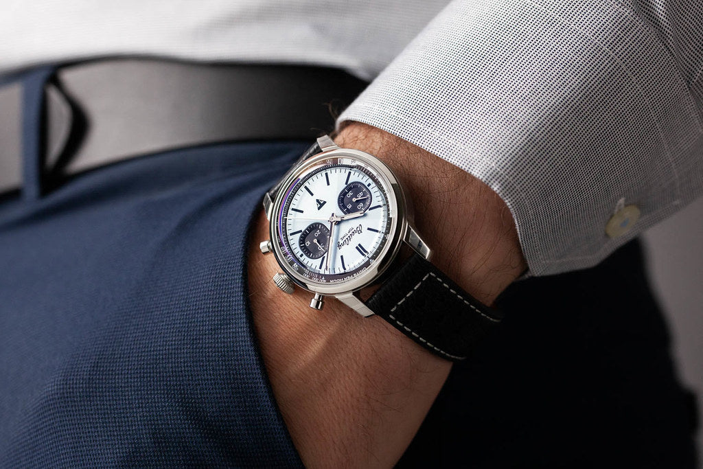 Breitling Top Time B01 Triumph Blue Dial Black Leather Strap Watch for Men - AB01764A1C1X1