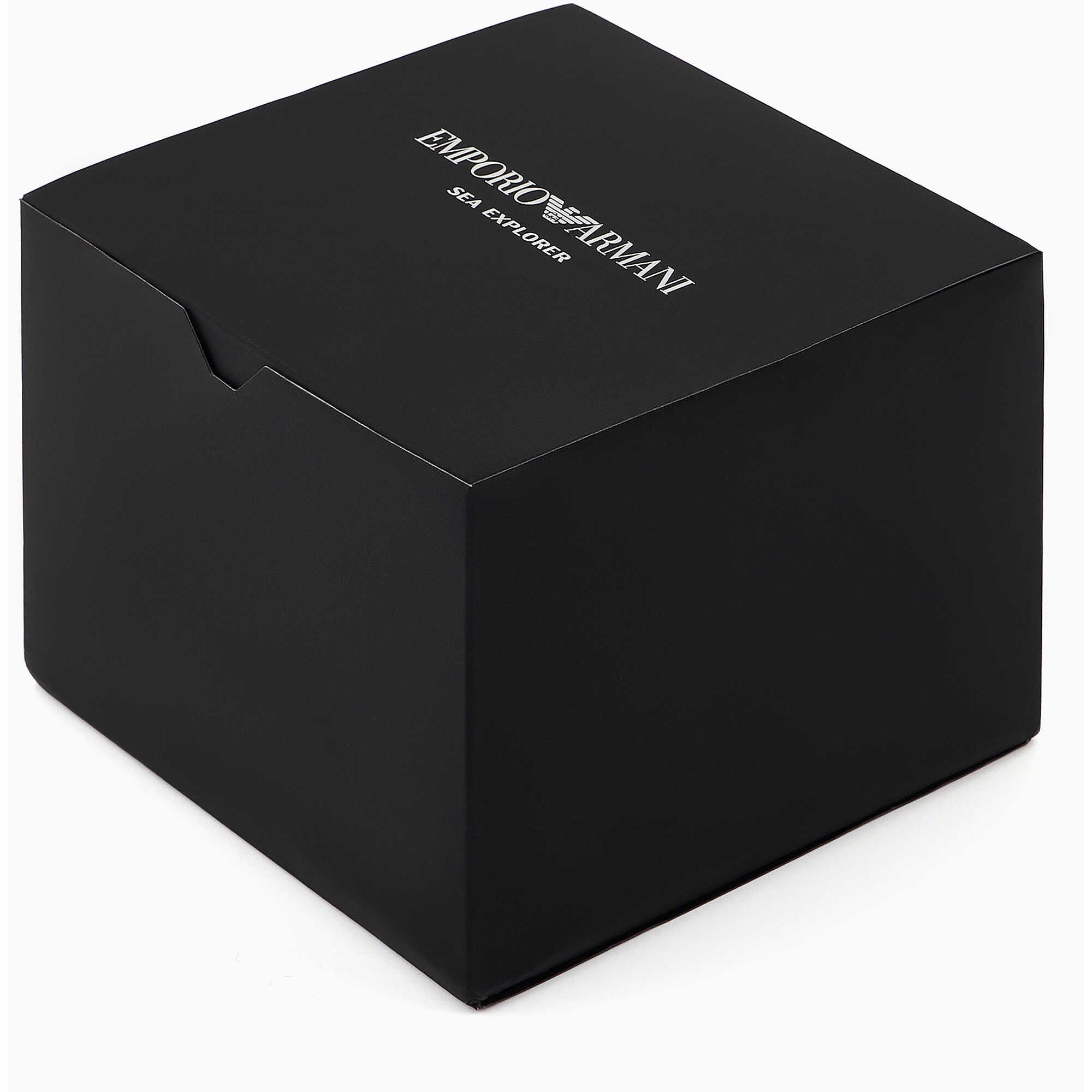 Emporio Armani Sea Explorer Automatic Black Dial Black Silicone Strap Watch For Men - AR60078