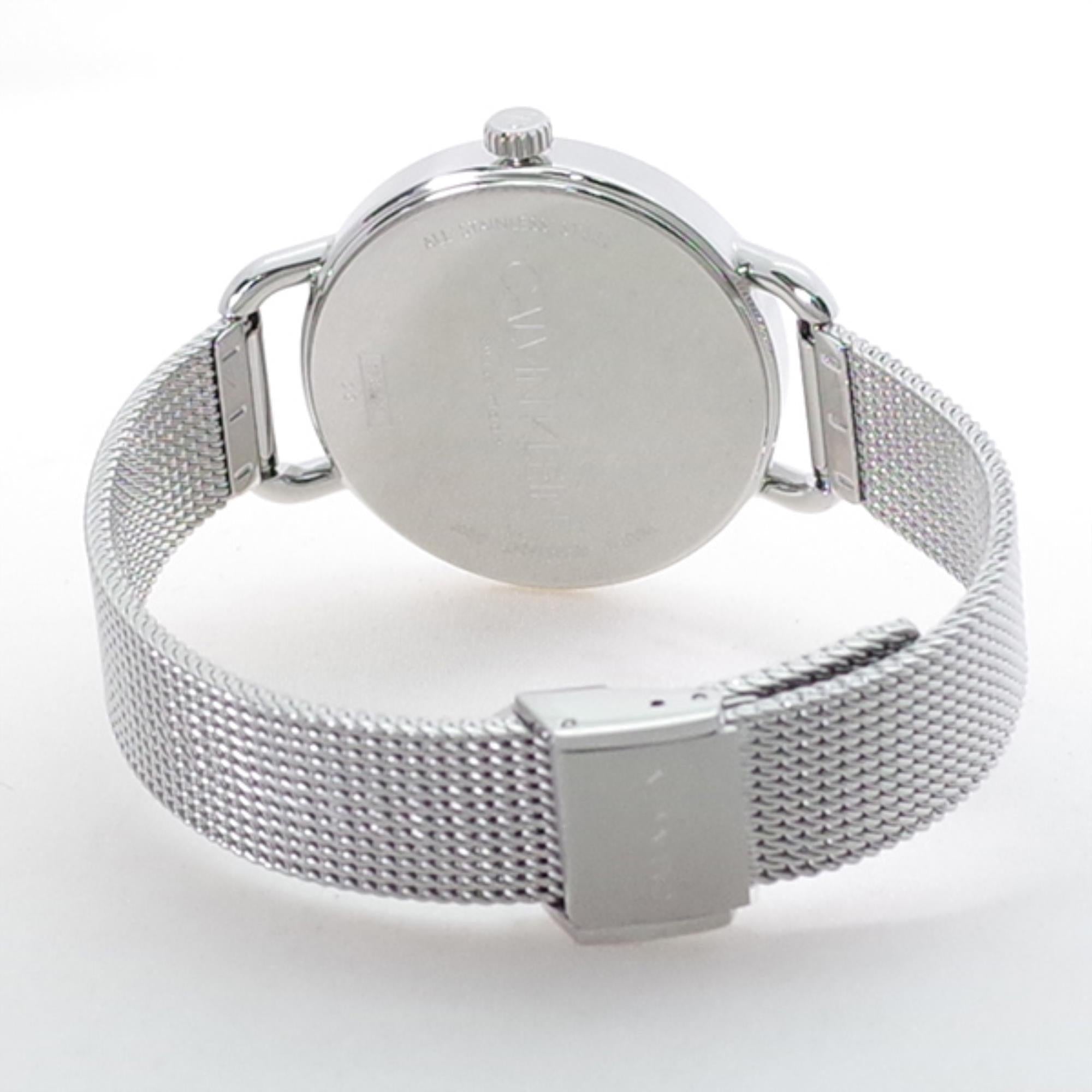 Calvin Klein Even White Dial Silver Mesh Bracelet Watch for Women - K7B23126