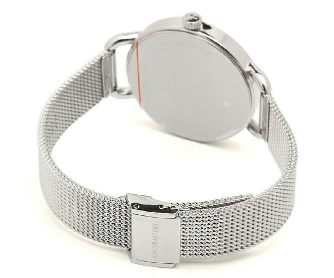 Calvin Klein Even Black Dial Silver Mesh Bracelet Watch for Women - K7B23121