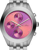 Marc Jacobs Peeker Chronograph Pink Dial Silver Steel Strap Watch for Women - MBM3372
