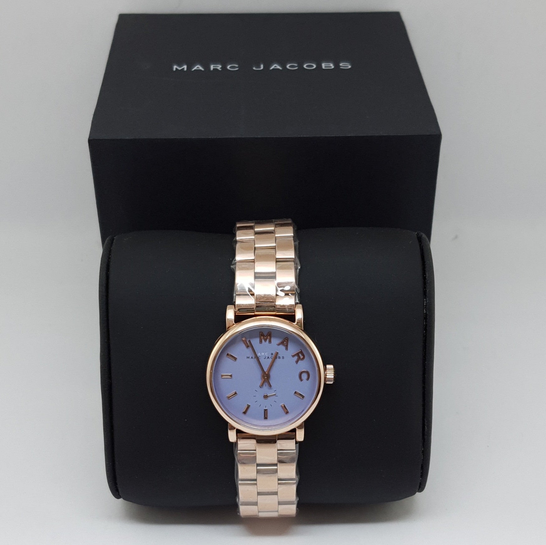 Marc Jacobs Mini Baker Blue Dial Rose Gold Steel Strap Watch for Women - MBM3285