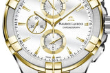 Maurice Lacroix Aikon Chronograph White Dial Brown Leather Strap Watch For Men - AI1018-PVY11-132-1