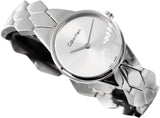 Calvin Klein Snake Silver Dial Silver Steel Strap Watch For Women - K6E23146