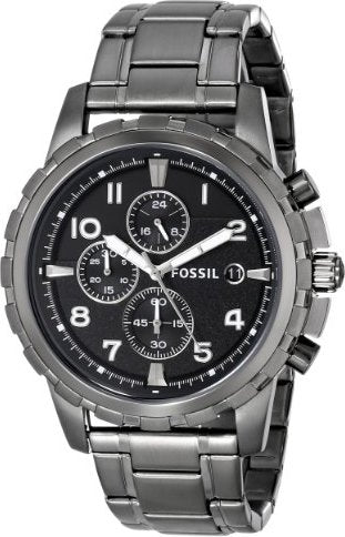 Fossil Dean Chronograph Black Dial Black Steel Strap Watch for Men - FS4721