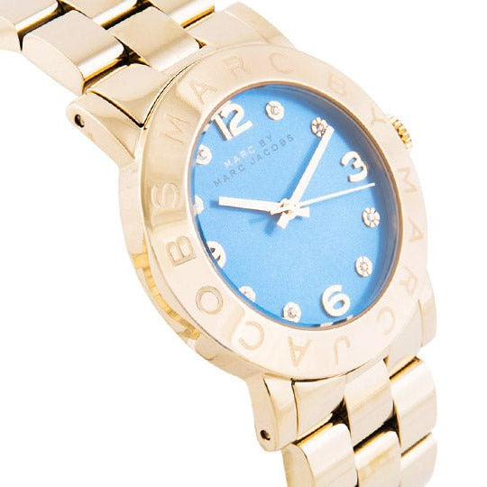 Marc Jacobs Amy Blue Dial Gold Steel Strap Watch for Women - MBM3303