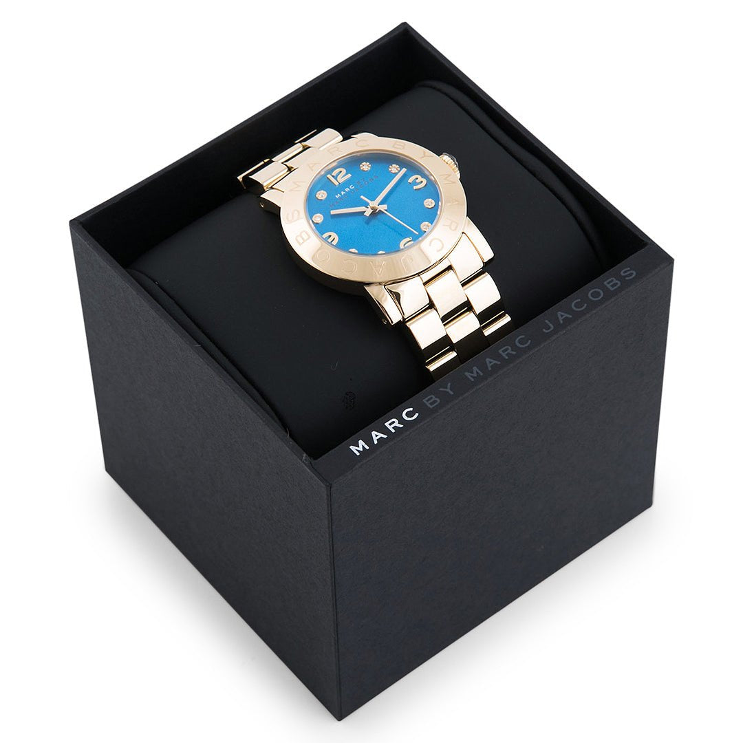 Marc Jacobs Amy Blue Dial Gold Steel Strap Watch for Women - MBM3303