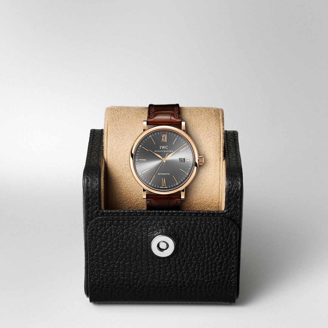 IWC Portofino Automatic Grey Dial Brown Leather Strap Watch for Men - IW356511