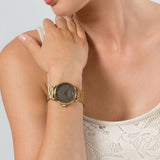 Marc Jacobs Baker Grey Dial Gold Steel Strap Watch for Women - MBM3281