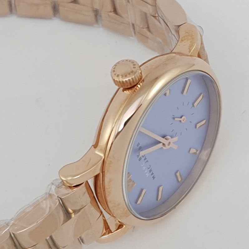 Marc Jacobs Mini Baker Blue Dial Rose Gold Steel Strap Watch for Women - MBM3285