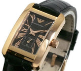 Emporio Armani Classic Black Dial Black Leather Strap Watch For Men - AR0168