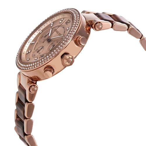 Michael Kors Parker Chronograph Rose Gold Dial Two Tone Steel Strap Watch For Women - MK6832