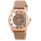 Marc Jacobs Henry Dinky Skeleton Beige Dial Beige Leather Strap Watch for Women - MBM1245