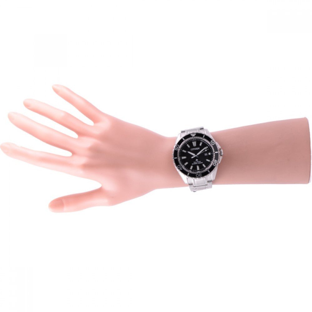 Citizen Promaster Diver Chronograph Black Dial Silver Steel Strap Watch For Men - BN0190-82E