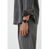 Emporio Armani Kappa Analog Quartz Black Dial Black Leather Strap Watch For Men - AR11013