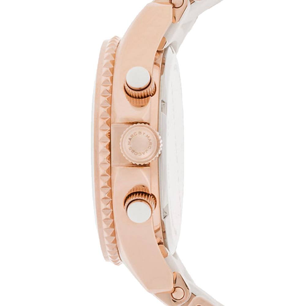 Marc Jacobs Rock Chronograph White Dial White Silicone Strap Watch for Women - MBM2547