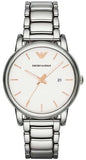 Emporio Armani Quartz White Dial Silver Steel Strap Watch For Men - AR90000