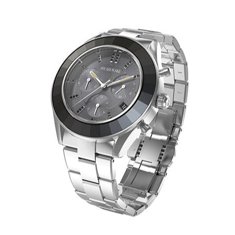 Swarovski Octea Lux Sport Chronograph Black Dial Silver Steel Strap Watch for Women - 5610520
