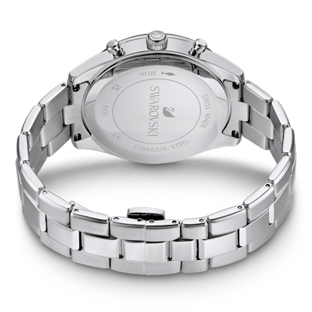 Swarovski Octea Lux Sport Chronograph Black Dial Silver Steel Strap Watch for Women - 5610520