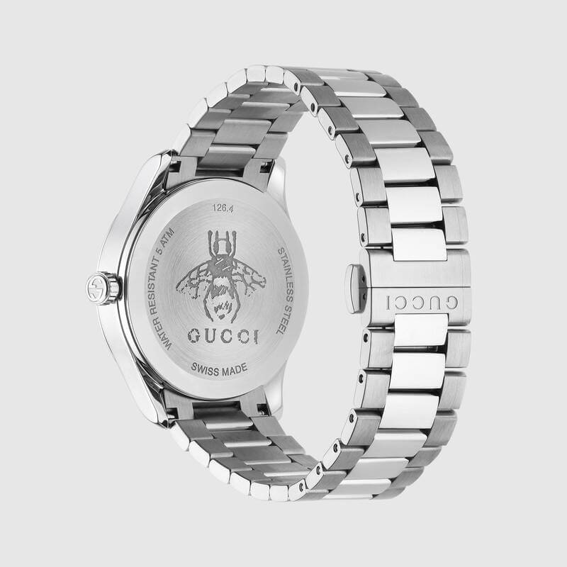 Gucci G Timeless Black Dial Silver Steel Strap Watch For Women - YA126573A