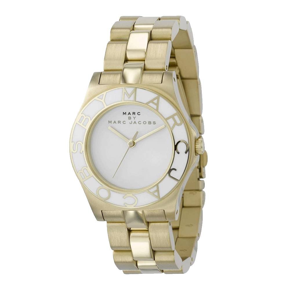 Marc Jacobs Blade White Dial Gold Steel Strap Watch for Women - MBM3050