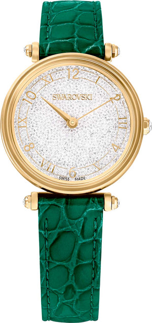 Swarovski Crystalline Wonder Silver Dial Green Leather Strap Watch for Women - 5656893