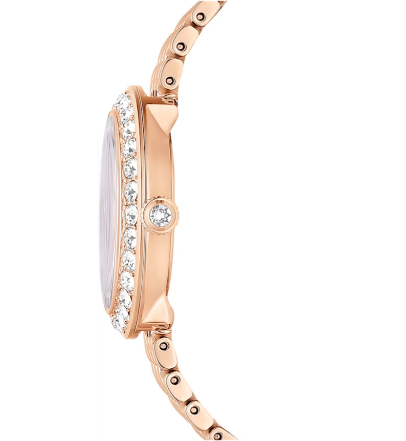 Swarovski Certa Crystals Silver Dial Rose Gold Steel Strap Watch for Women - 5672981