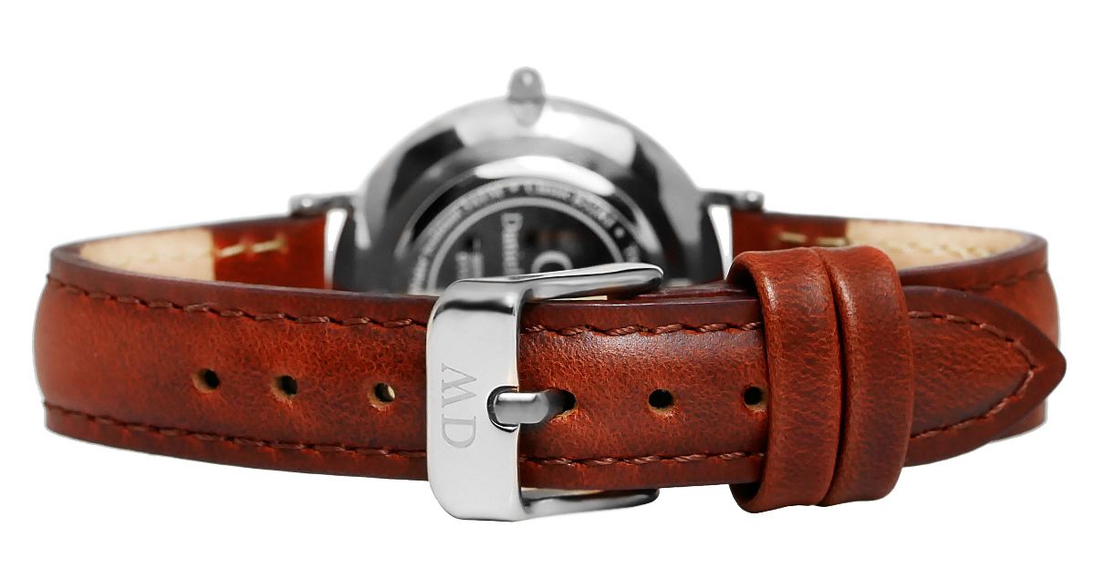 Daniel Wellington Classic Petite St Mawes White Dial Brown Leather Strap Watch For Women - DW00100187