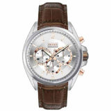 Hugo Boss Driver Quartz Silver Dial Brown Leather Strap Watch For Men - HB1512881