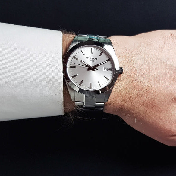 Tissot Gentleman Silver Dial Silver Steel Strap Watch For Men - T127.410.11.031.00