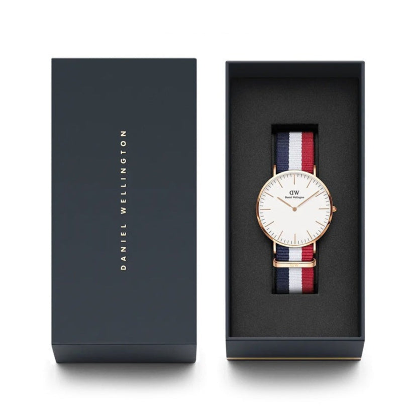 Daniel Wellington Classic Cambridge White Dial Two Tone NATO Strap Watch For Men - DW00100003